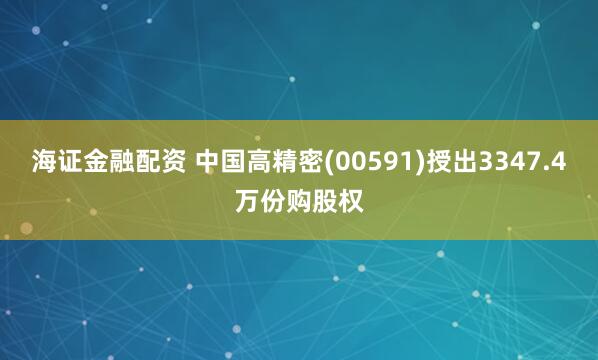 海证金融配资 中国高精密(00591)授出3347.4万份购股权