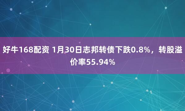 好牛168配资 1月30日志邦转债下跌0.8%，转股溢价率55.94%